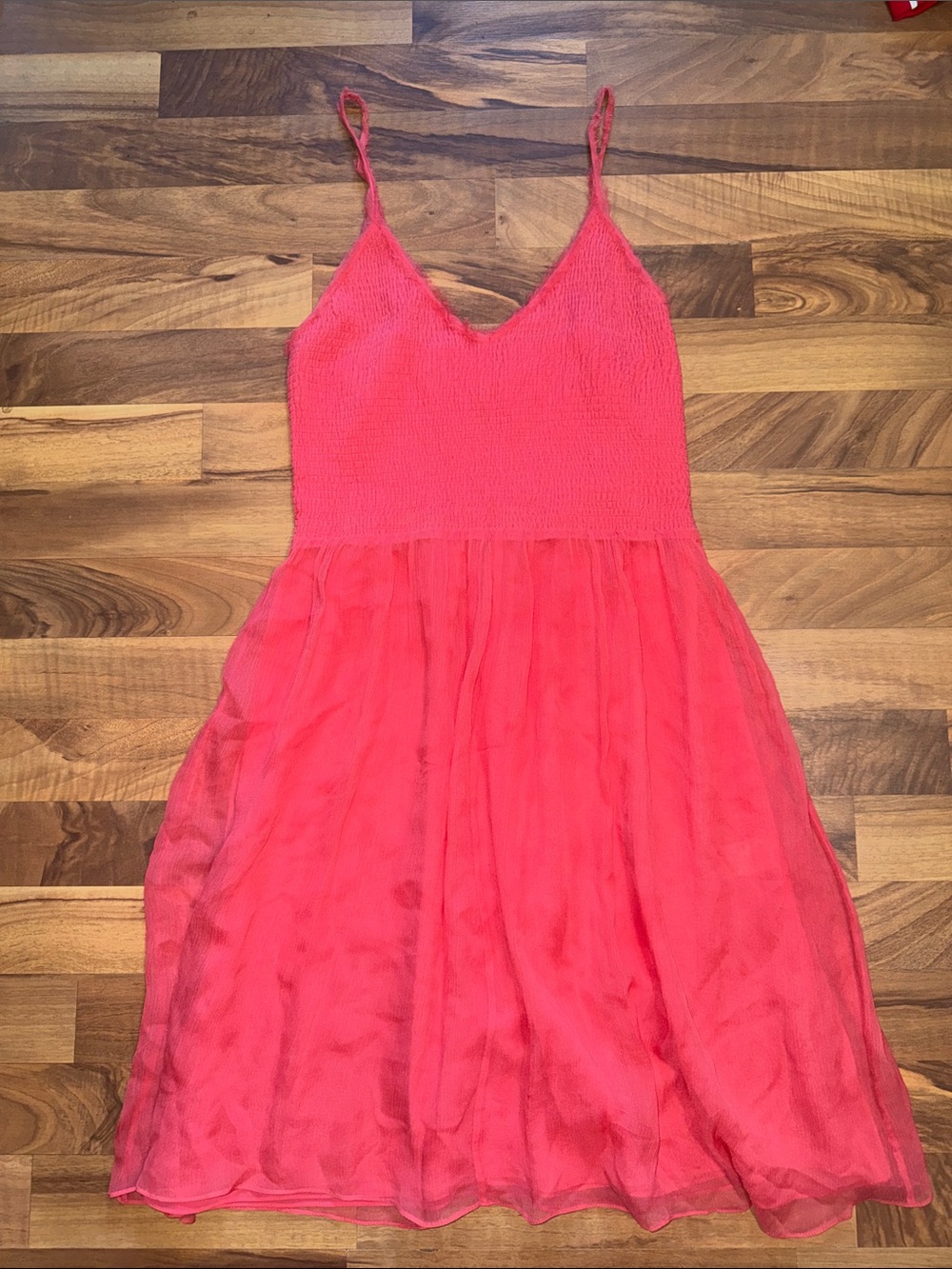 Rebecca Taylor Coral-Red Smocked Top